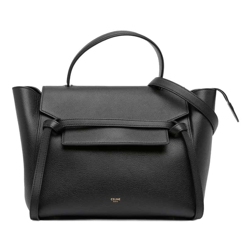 Celine Mini Grained Calfskin Belt Bag Black Leather Good condition - Front View