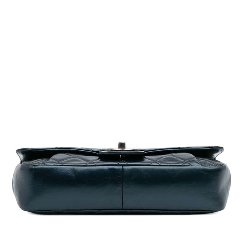 Chanel Medium Quilted Glazed Calfskin Coco Pleats Flap Blue Leather Good condition - Inside View