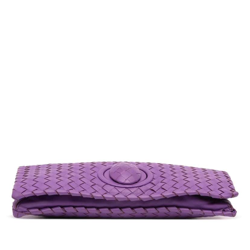 Bottega Veneta Nappa Intrecciato Turn Lock Clutch Purple Leather Good condition - Inside View