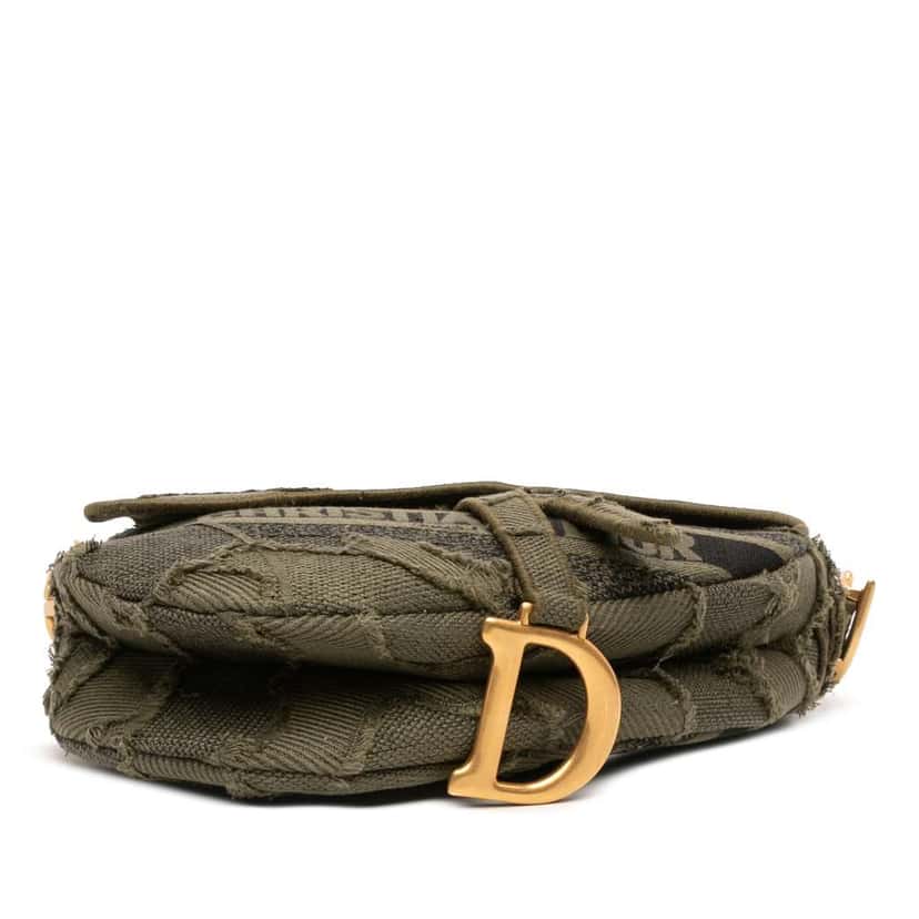 Dior Camouflage Canvas Embroidered Saddle Bag Green Canvas Good condition - Inside View