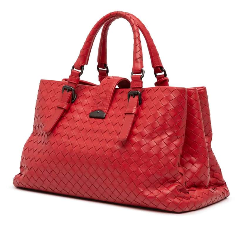 Bottega Veneta Small Nappa Intrecciato Roma Satchel Red Leather Good condition - Back View