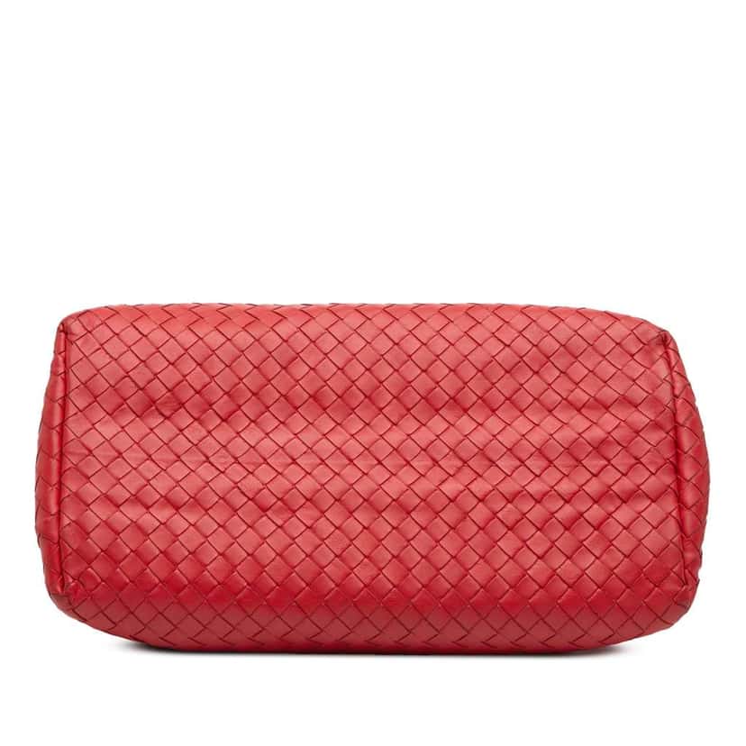 Bottega Veneta Small Nappa Intrecciato Roma Satchel Red Leather Good condition - Inside View