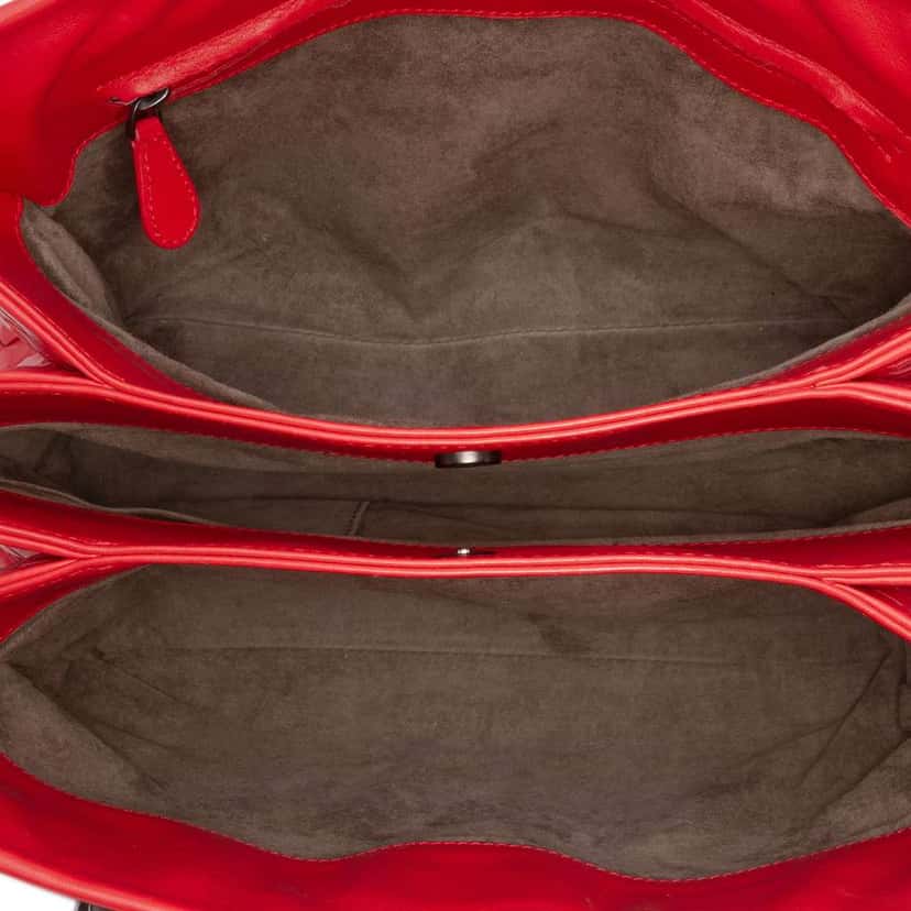 Bottega Veneta Small Nappa Intrecciato Roma Satchel Red Leather Good condition - Model View