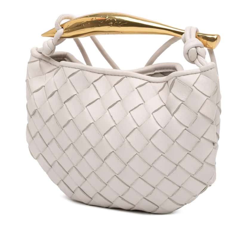 Bottega Veneta Baby Lambskin Intrecciato Sardine White Leather Good condition - Back View