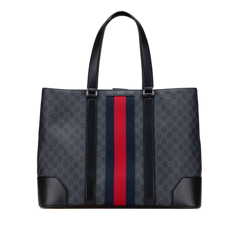 Gucci Large GG Supreme Web Tote Black Canvas Good condition - Front View