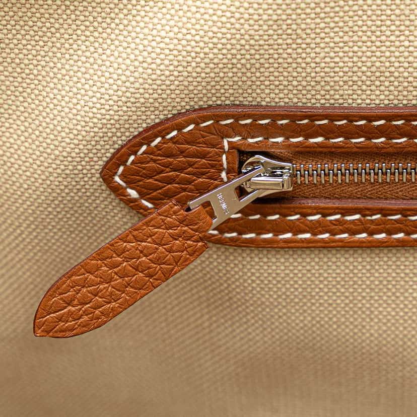 Hermès Toile and Clemence Pursangle Tote Brown Canvas Good condition - Box View