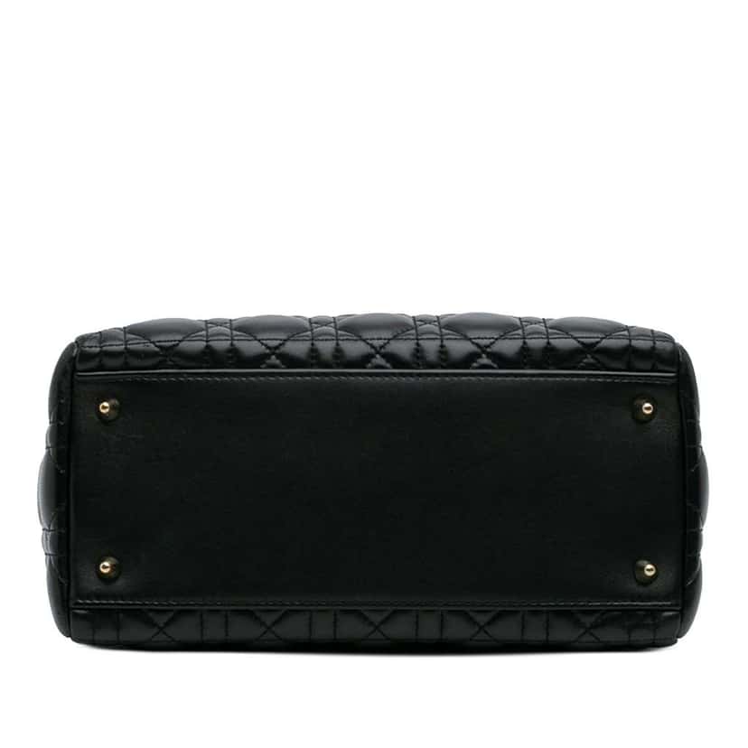 Dior Medium Lambskin Cannage Pearl Lady Dior Black Leather Good condition - Inside View