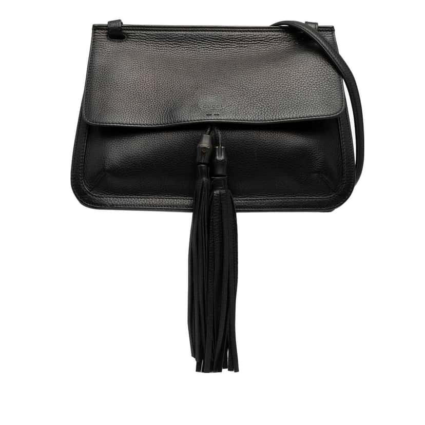 Gucci Medium Leather Bamboo Daily Crossbody Black Leather Good condition - Front View