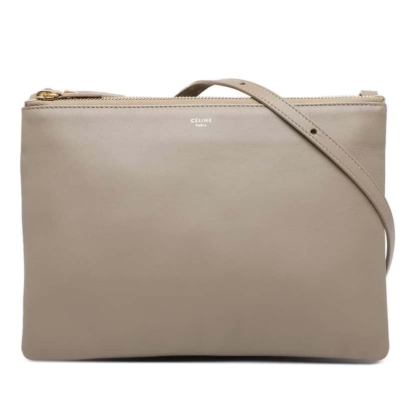 Celine Large Lambskin Trio Crossbody Brown Leather Good condition - Front View