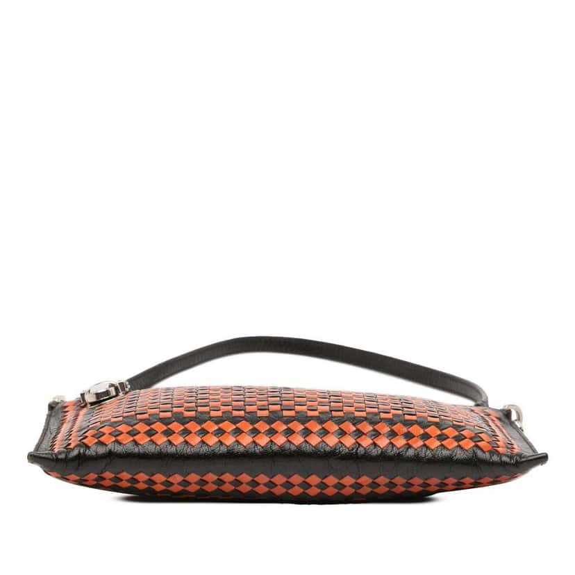 Prada Woven Goatskin Madras Shoulder Bag Orange Leather Good condition - Inside View