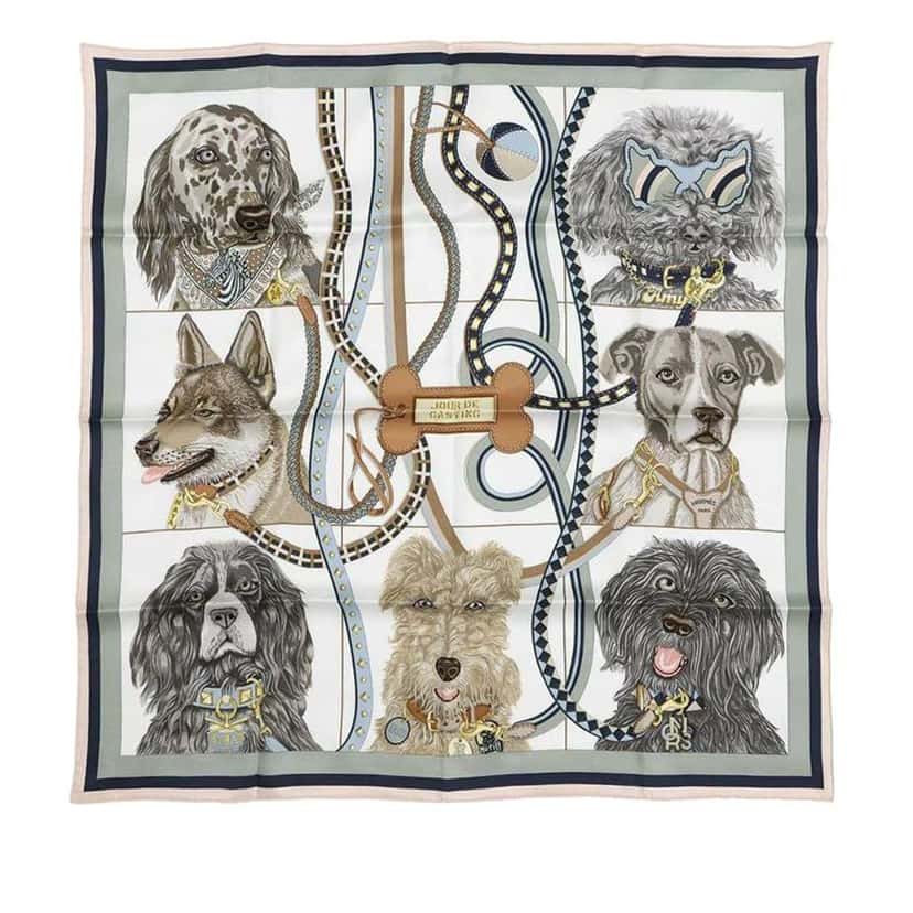 Hermès Jour de Casting Silk Scarf White Silk Good condition - Front View