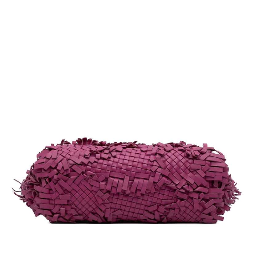 Bottega Veneta Nappa Intrecciato Patchwork Lido Fringe Tote Purple Leather Good condition - Inside View