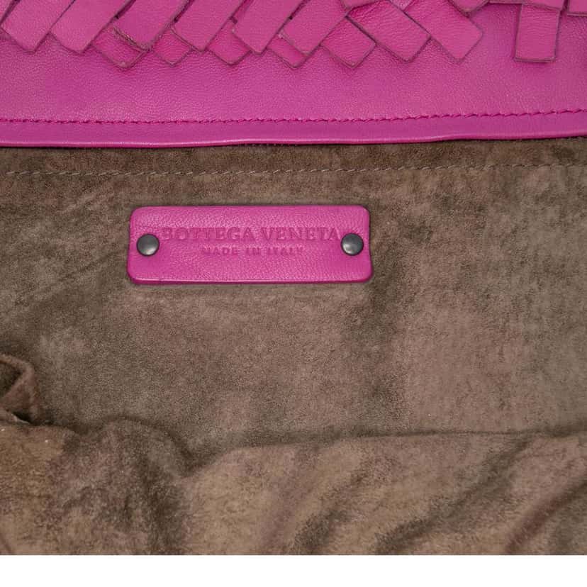 Bottega Veneta Nappa Intrecciato Patchwork Lido Fringe Tote Purple Leather Good condition - Box View