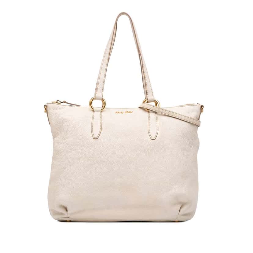 Miu Miu Vitello Phenix Satchel White Leather Good condition - Front View