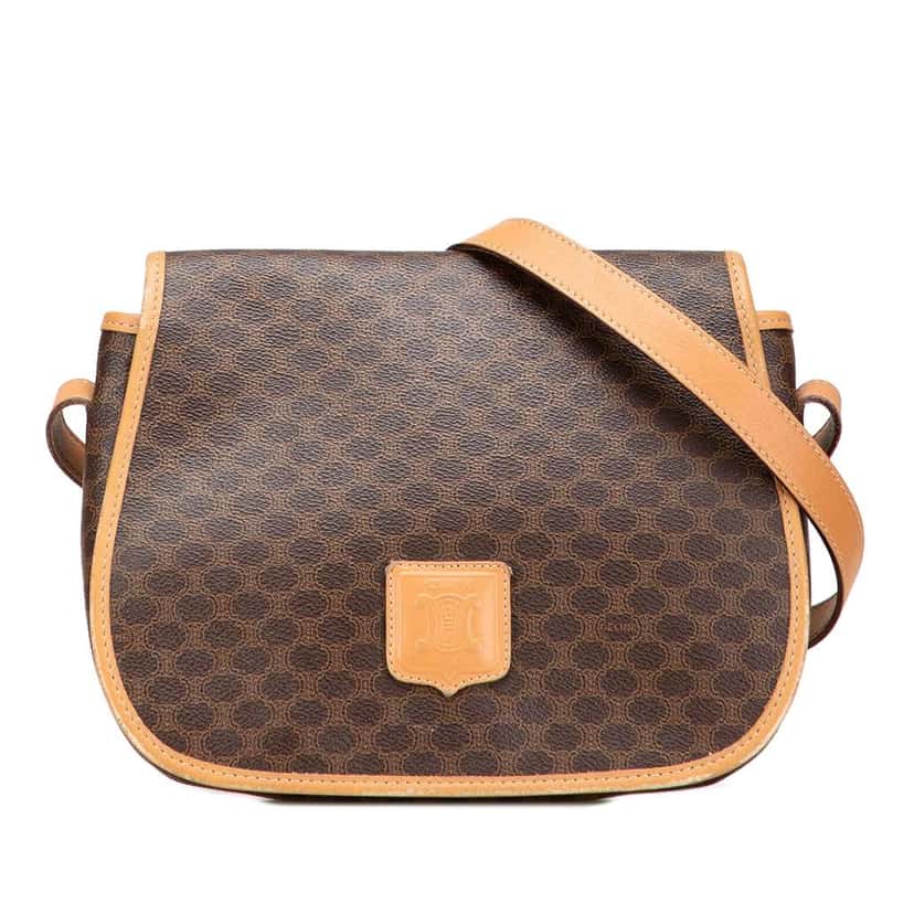 Celine Macadam Coated Canvas Crossbody Brown Canvas Good condition - Front View