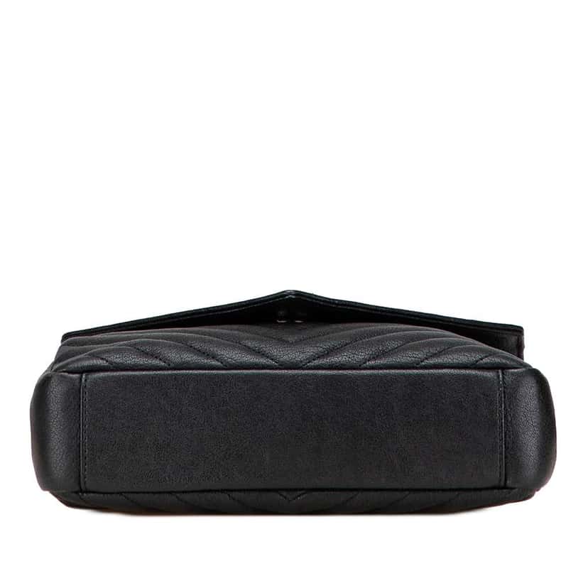 Saint Laurent Medium Quilted Chevron Sheepskin College Satchel Black Leather Very good condition - Inside View
