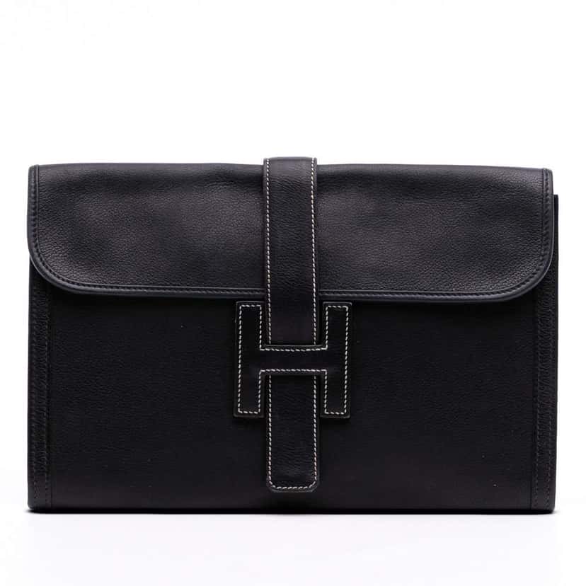 Hermès Evergrain Jige PM Black Leather Good condition - Front View