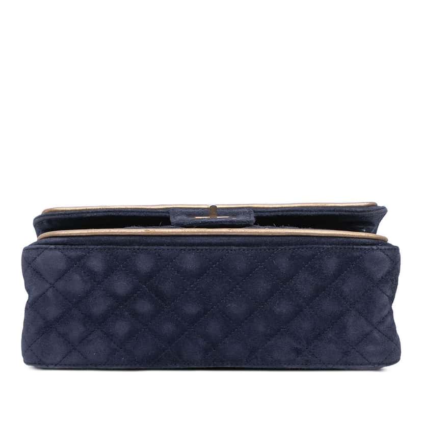 Chanel Reissue 2.55 Quilted Suede Double Flap 225 Blue Leather Good condition - Inside View