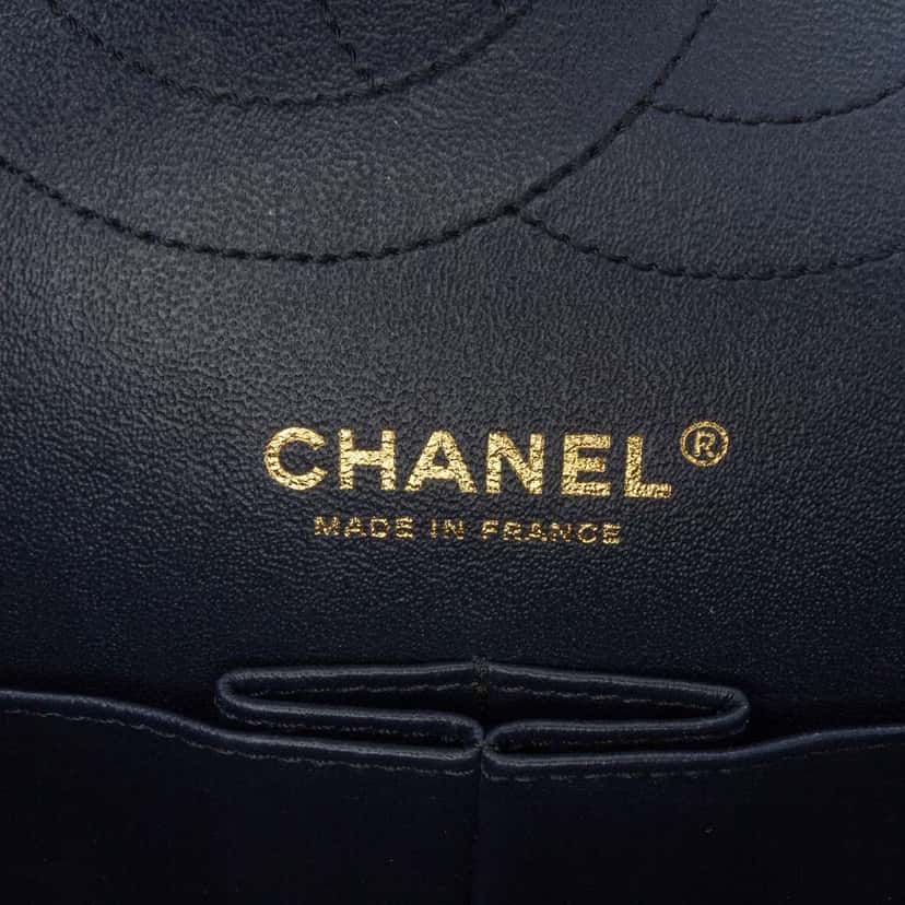 Chanel Reissue 2.55 Quilted Suede Double Flap 225 Blue Leather Good condition - Box View