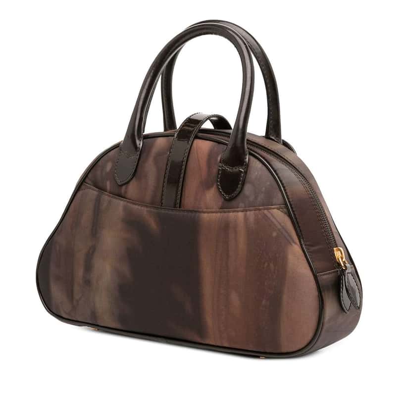 Dior Mini Printed Nylon Double Saddle Bowler Bag Brown Good condition - Back View