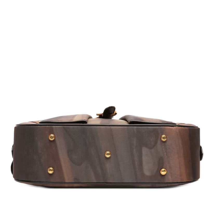 Dior Mini Printed Nylon Double Saddle Bowler Bag Brown Good condition - Inside View