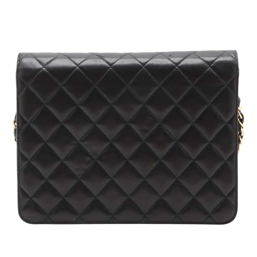Chanel Small CC Quilted Lambskin Single Flap Black Leather Good condition - Back View