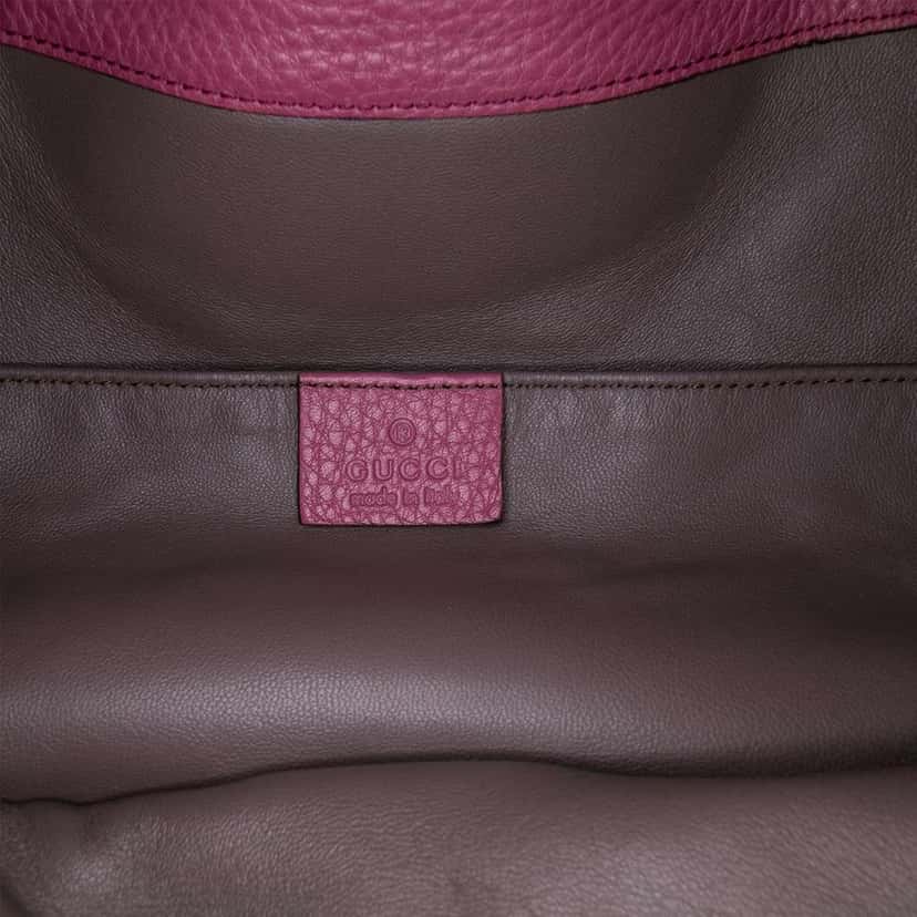 Gucci Pebbled Calfskin Miss Bamboo Bucket Bag Purple Leather Good condition - Box View