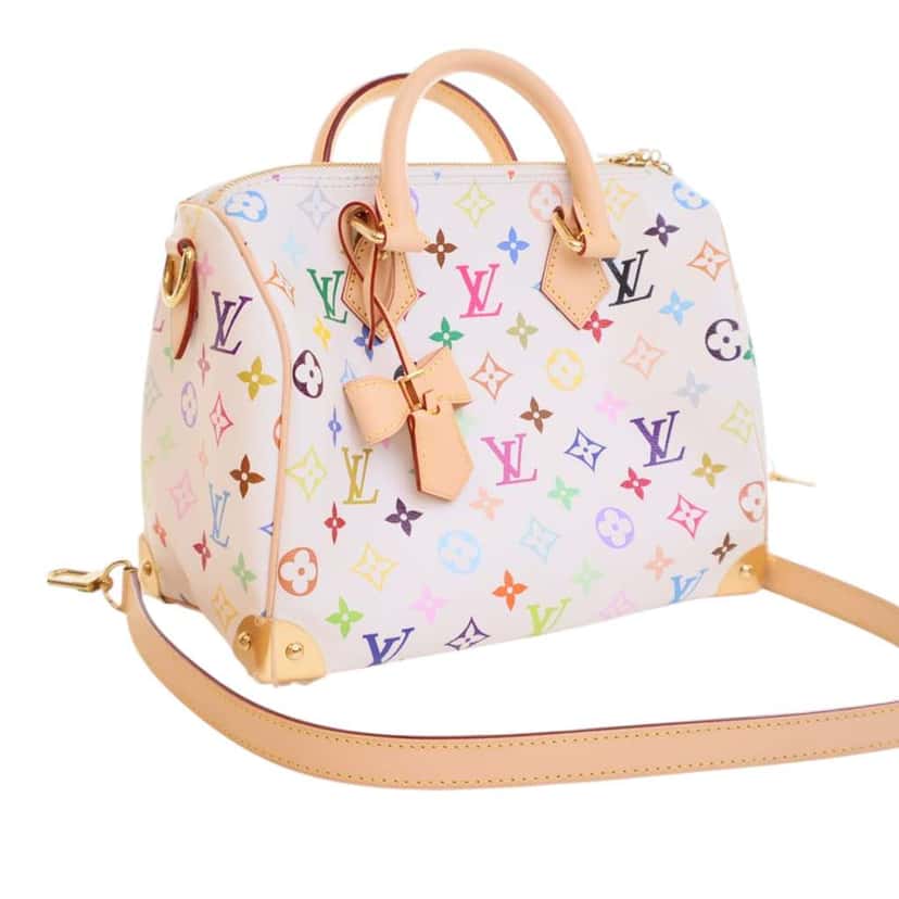 Louis Vuitton Takashi Murakami Monogram Multicolore Speedy Bandouliere 25 White Good condition - Back View