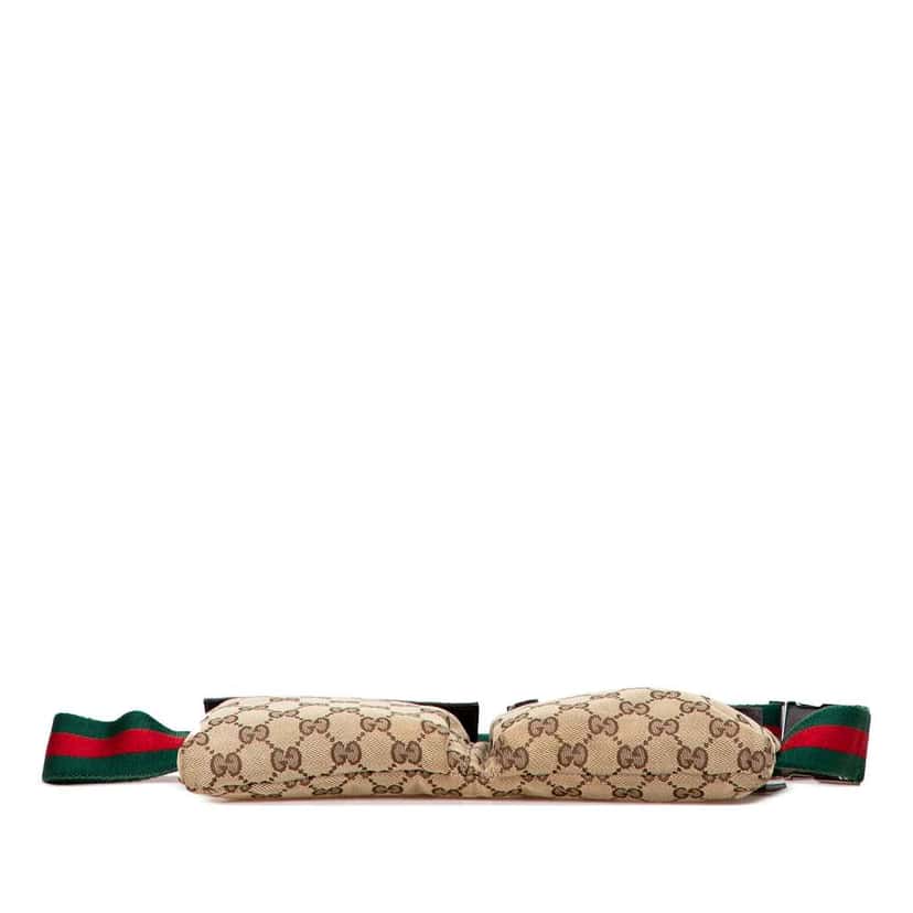 Gucci GG Canvas Web Double Pocket Belt Bag Brown Canvas Good condition - Inside View