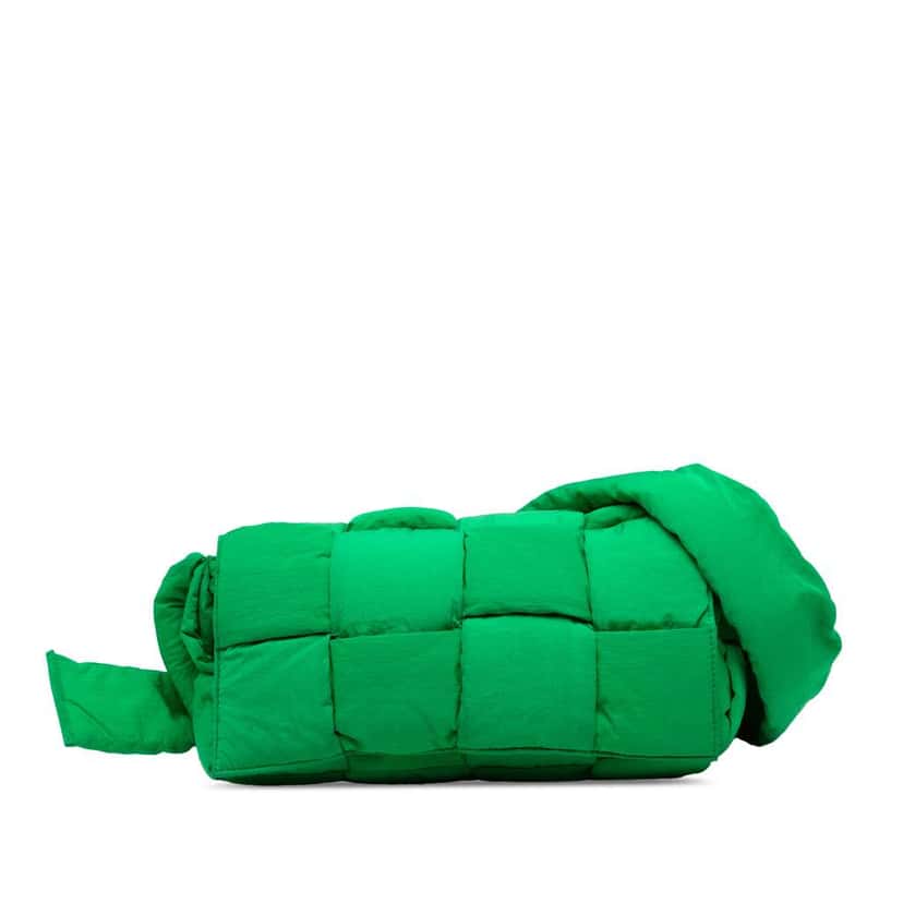 Bottega Veneta Nylon Intrecciato Padded Tech Cassette Crossbody Green Good condition - Front View