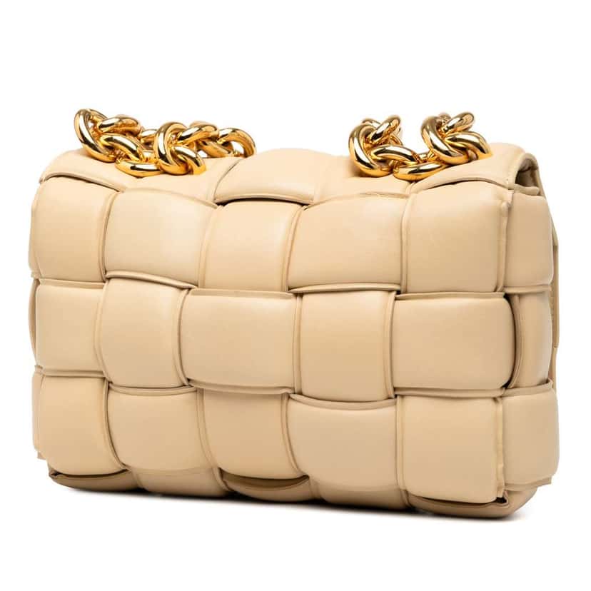 Bottega Veneta Nappa Intrecciato Padded Chain Cassette Satchel Brown Leather Good condition - Back View