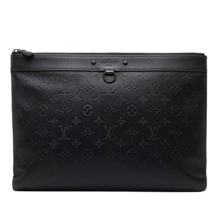 Louis Vuitton Monogram Shadow Discovery Pochette Black Leather Good condition - Front View