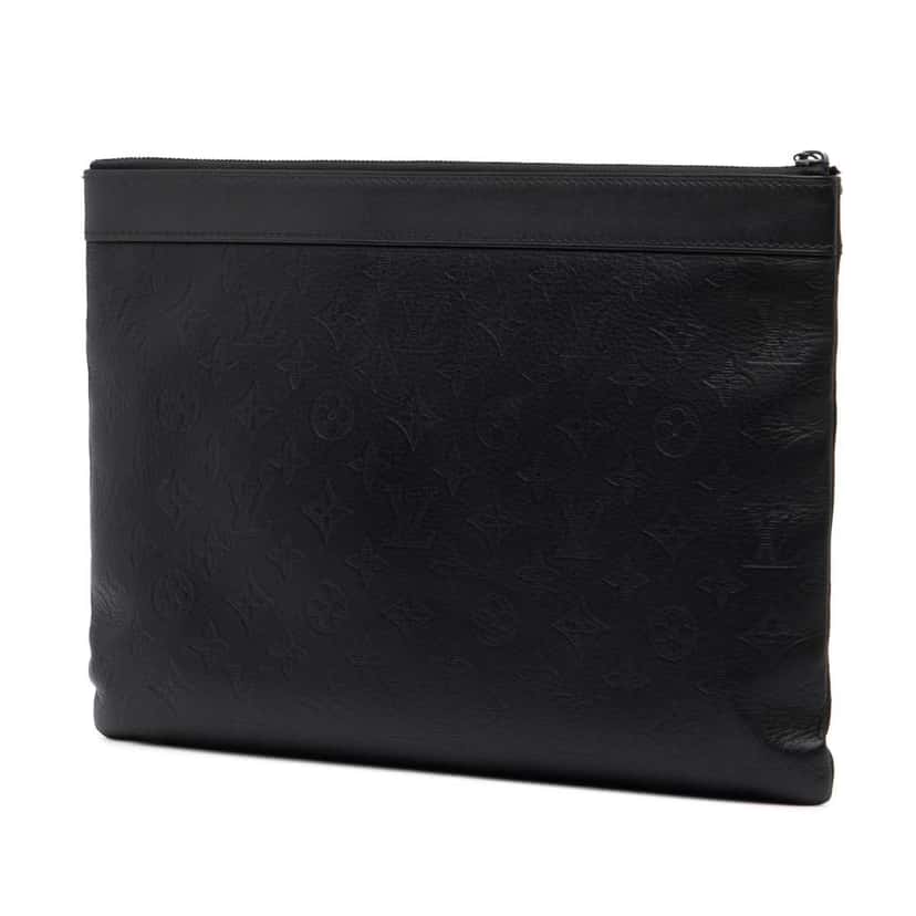 Louis Vuitton Monogram Shadow Discovery Pochette Black Leather Good condition - Back View