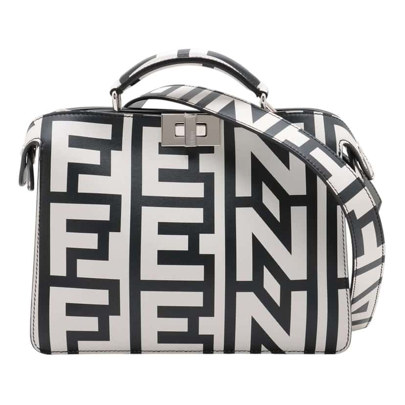 Fendi Marc Jacobs Mini Nappa Vitello King Logo Print Peekaboo ISeeU Satchel White Leather Good condition - Back View