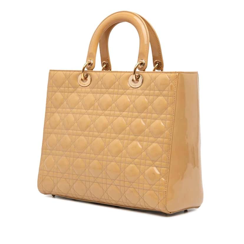 Dior Large Patent Cannage Lady Dior Brown Leather Good condition - Back View