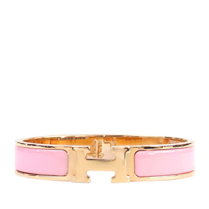 Hermès Narrow Enamel Clic H Bracelet PM Pink Good condition - Front View