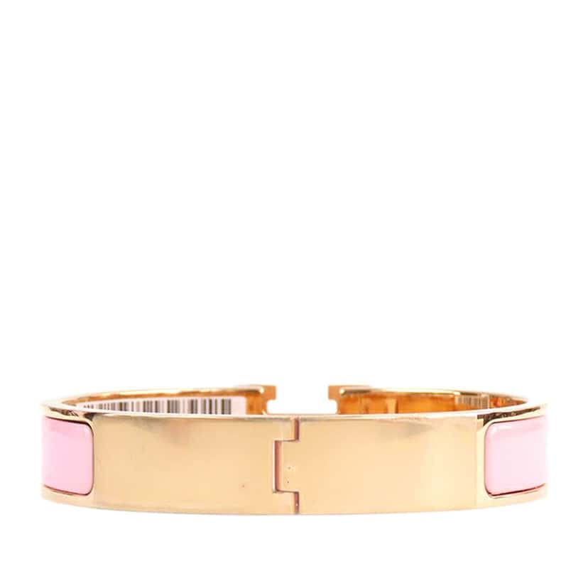 Hermès Narrow Enamel Clic H Bracelet PM Pink Good condition - Back View