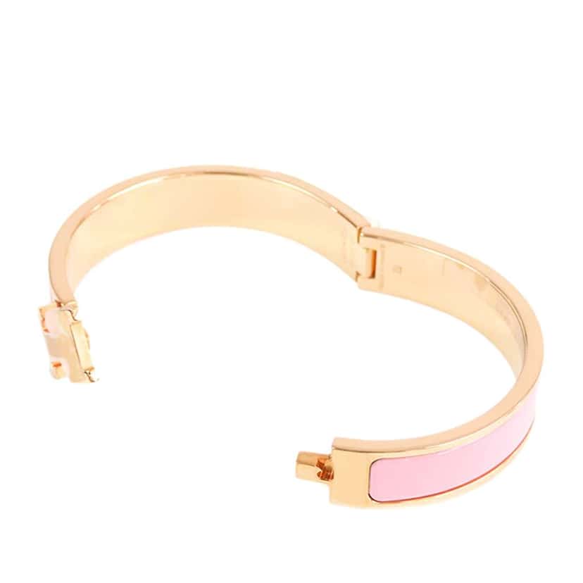 Hermès Narrow Enamel Clic H Bracelet PM Pink Good condition - Model View