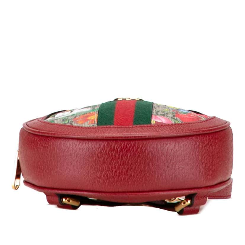Gucci Mini GG Supreme Flora Round Ophidia Backpack Red Canvas Good condition - Inside View