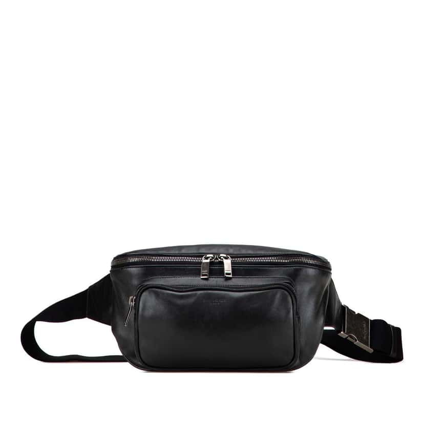 Saint Laurent Lambskin Subway Belt Bag Black Leather Good condition - Front View