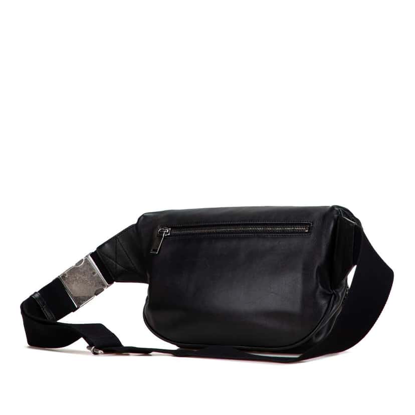 Saint Laurent Lambskin Subway Belt Bag Black Leather Good condition - Back View