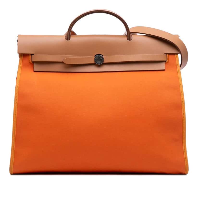 Hermès Toile Herbag Zip 39 Orange Canvas Good condition - Front View