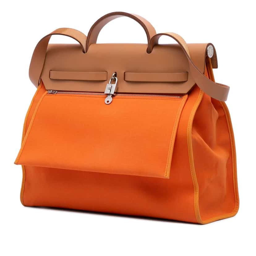 Hermès Toile Herbag Zip 39 Orange Canvas Good condition - Back View