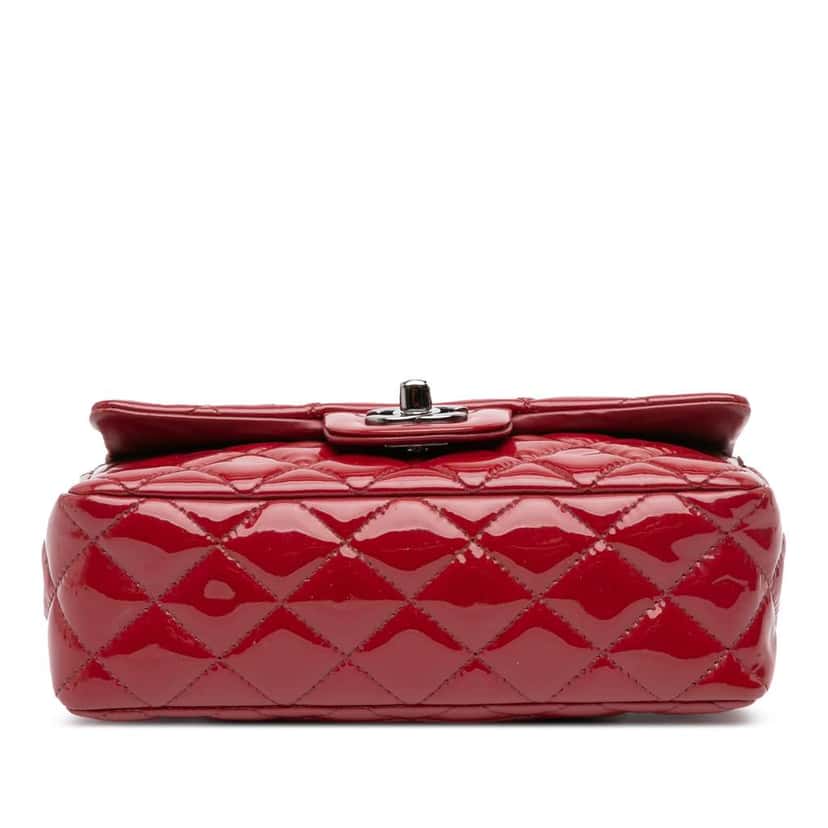 Chanel Mini Rectangular Classic Patent Single Flap Red Leather Good condition - Inside View