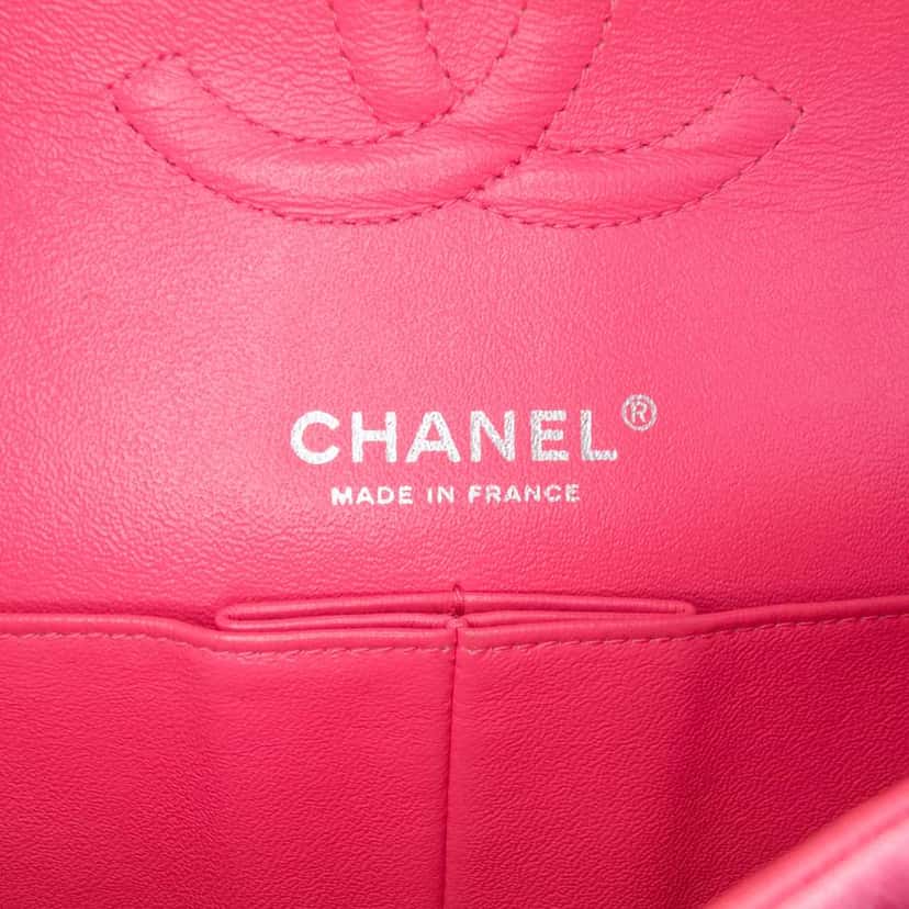 Chanel Medium Classic Jersey Double Flap Pink Cotton Good condition - Box View