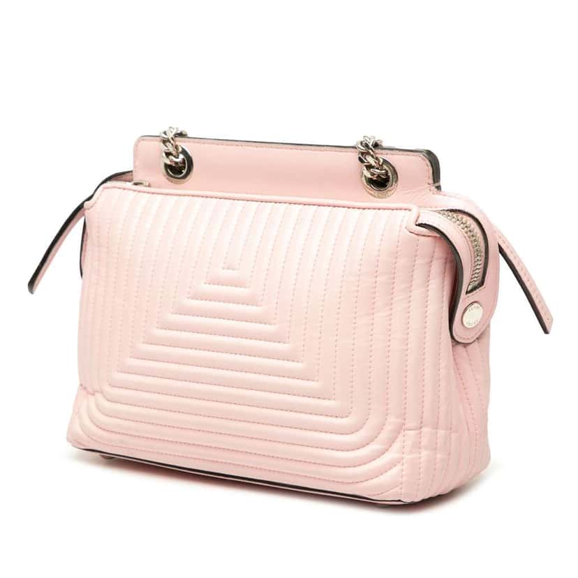 Fendi Small Lambskin DotCom Click Shoulder Bag Pink Leather Good condition - Back View