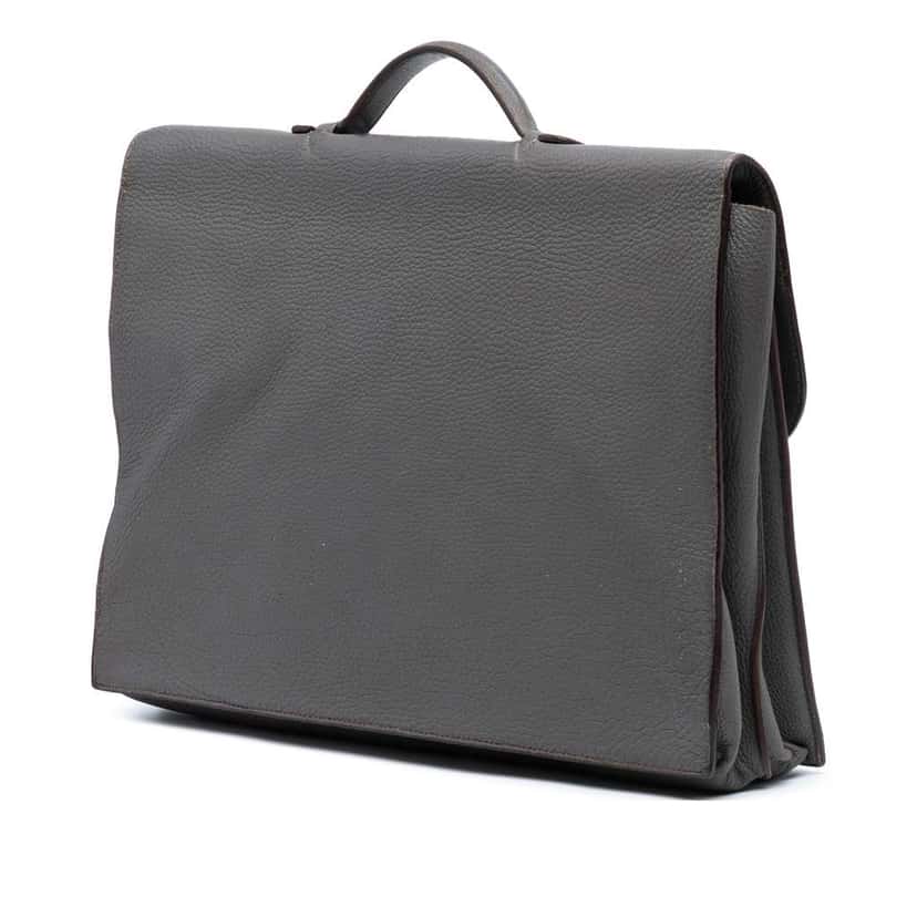 Hermès Togo Sac A Depeches 38 Grey Leather Fair condition - Back View