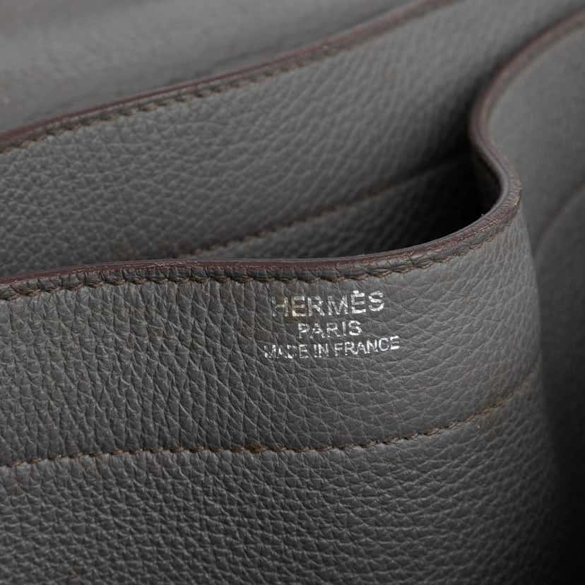 Hermès Togo Sac A Depeches 38 Grey Leather Fair condition - Box View