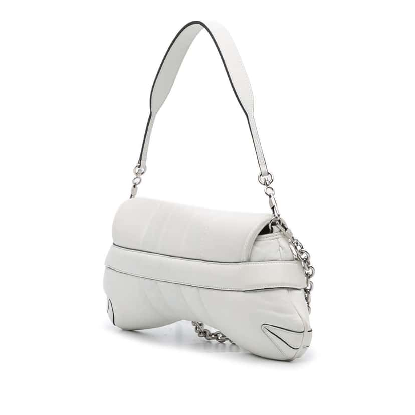 Gucci Small Leather Horsebit Chain Satchel White Leather Good condition - Back View