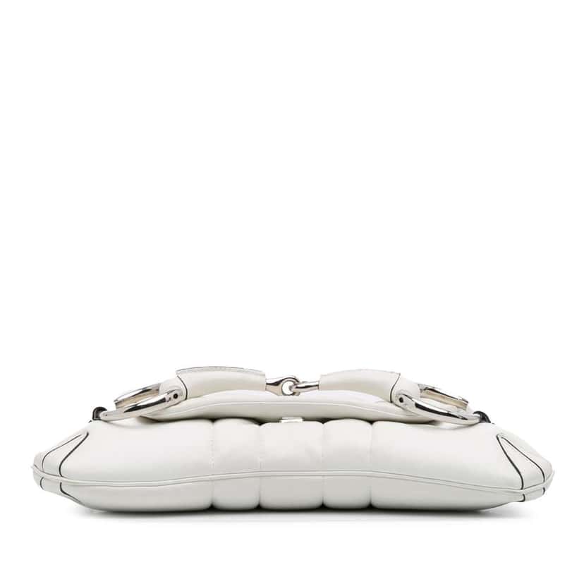 Gucci Small Leather Horsebit Chain Satchel White Leather Good condition - Inside View